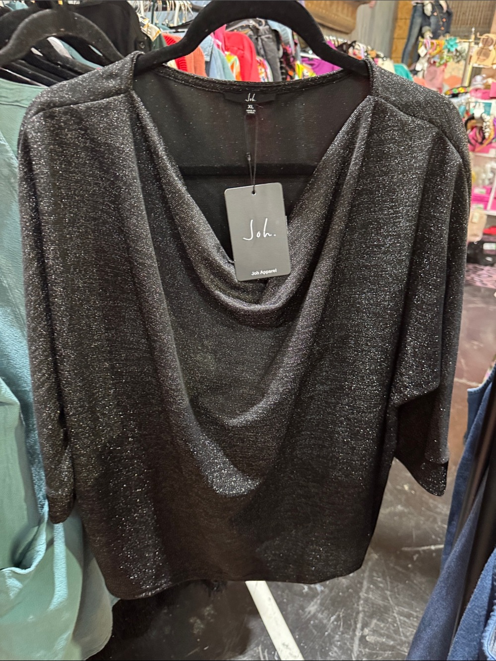 Oh Shimmery Black Cowl Neck Sweater